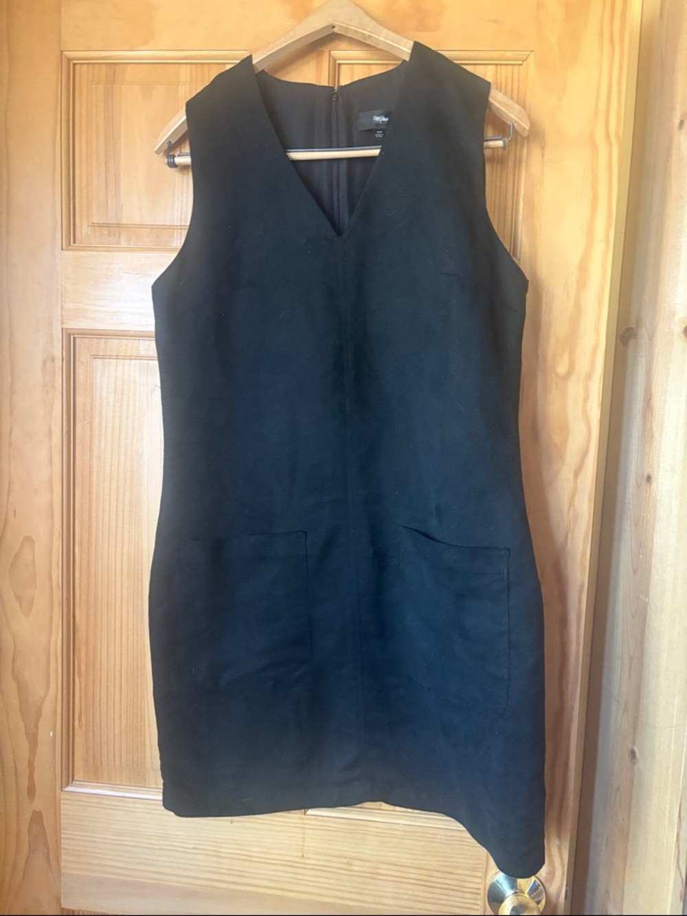 Moschino Black Sleeveless V-Neck Mini Dress with Front Pockets